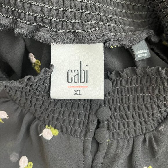 CAbi Black Sheer Floral Embroidered Blouse Size XL, Style 5338 - Picture 9 of 10